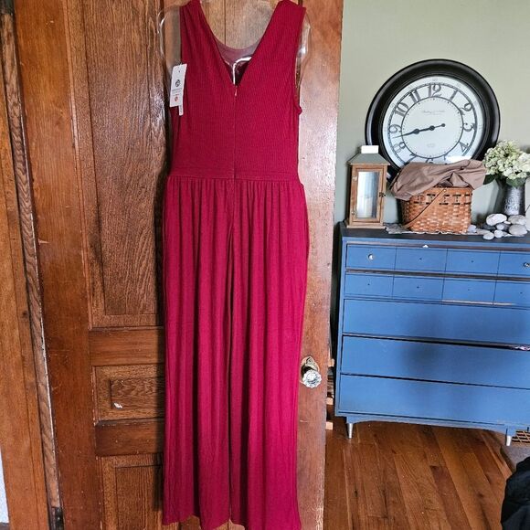 Merokeety Ribbed Maroon Red Sleeveless Romper Jumpsuit – Women’s M / Medium NWT - Picture 2 of 6